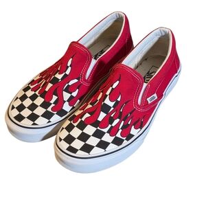 Vans Red Drip Black &White Checkerboard. Sz 8M And 9 1/2 W